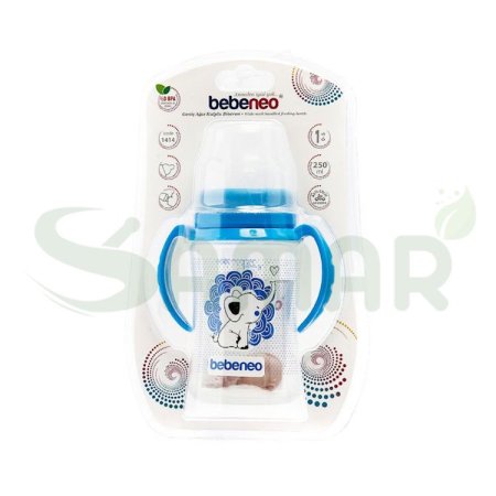 bebeneo handled feeding bottle 250ml anti colic 
