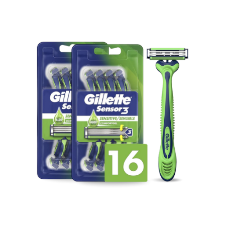 GILLETTE SENSOR 3 SENSITIVE DISPOSABLE RAZORS 3PCS